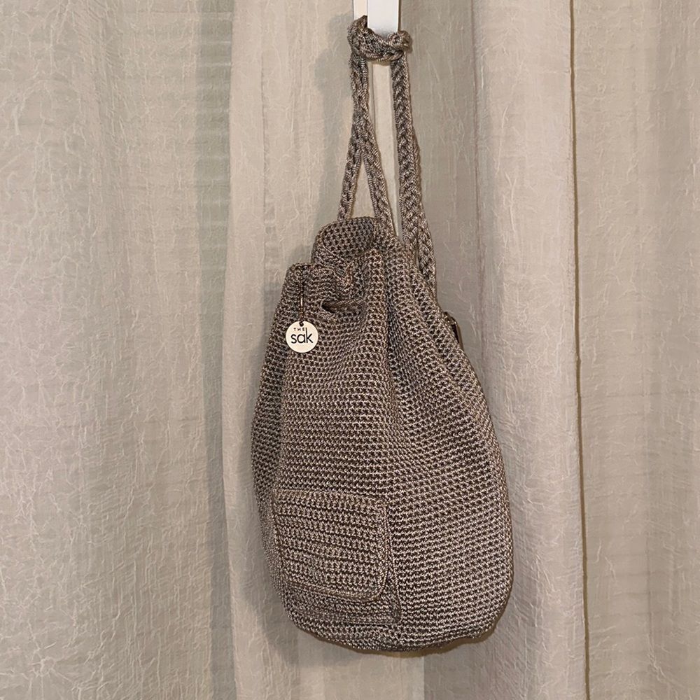 The Sak Tan Macrame Backpack String Bag Purse